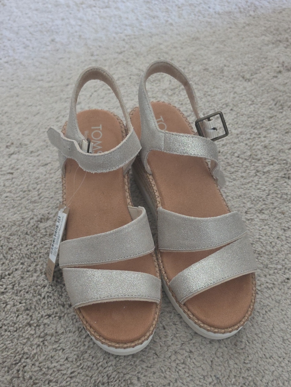 Toms Silver Sparkle Strappy Slingback Sandals